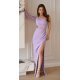 Rochie lunga, cu paiete, lila, cu maneca lunga si un umar gol, Temptation 2 - jojofashion.ro