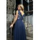 Rochie lunga din tul si dantela bleumarin, vaporoasa, Anabela 8 - jojofashion.ro