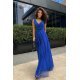 Rochie lunga, din tul si vascoza, albastra, vaporoasa, Andreea Rochie lunga, din tul si vascoza, albastra, vaporoasa, Andreea 5 - jojofashion.ro