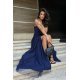 Rochie lunga din tulle si vascoza bleumarin, vaporoasa, Andreea 7 - jojofashion.ro