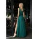 Rochie lunga din tul si vascoza verde, vaporoasa, Andreea 3 - jojofashion.ro
