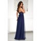 Rochie lunga eleganta bleumarin din tulle si dantela vaporoasa Isadora 3 - jojofashion.ro