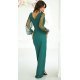 Rochie lunga verde smarald cu paiete cu maneca lunga petrecuta Deluxe 3 - jojofashion.ro