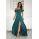 Rochie lunga verde cu umerii goi vaporoasa Katiya 5 - jojofashion.ro