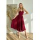 Rochie midi in clos, burgundy, cu umerii goi, vaporoasa, Fabiola 4 - jojofashion.ro