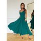 Rochie midi in clos, verde, cu umerii goi, vaporoasa, Fabiola  5 - jojofashion.ro
