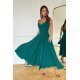 Rochie midi in clos, verde, cu umerii goi, vaporoasa, Fabiola  2 - jojofashion.ro