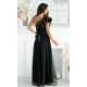Rochie eleganta neagra din tulle cu un umar gol si volan din satin Irresistible 3 - jojofashion.ro