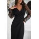 Rochie eleganta lunga neagra cu paiete cu maneca lunga petrecuta Deluxe 6 - jojofashion.ro