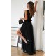 Rochie neagra lunga din tulle si vascoza vaporoasa Andreea 3 - jojofashion.ro