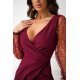 Rochie petrecuta midi burgundy cu paiete si maneca lunga Lavish 4 - jojofashion.ro