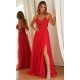 Rochie rosie lunga din tulle si dantela vaporoasa Isadora 2 - jojofashion.ro