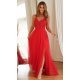 Rochie rosie lunga din tulle si dantela vaporoasa Isadora 4 - jojofashion.ro