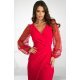 Rochie lunga rosie cu paiete cu maneca lunga petrecuta Deluxe 4 - jojofashion.ro