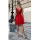 Rochie scurta, rosie, baby doll, din tul, dantela, Ecaterina 3 - jojofashion.ro
