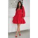 Rochie babydoll scurta rosie cu volane suprapuse si maneca lunga Rouelle 2 - jojofashion.ro