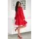 Rochie babydoll scurta rosie cu volane suprapuse si maneca lunga Rouelle 3 - jojofashion.ro