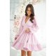 Rochie babydoll scurta roz pal cu volane suprapuse si maneca lunga Rouelle 2 - jojofashion.ro