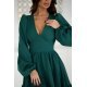 Rochie babydoll scurta verde smarald cu volane suprapuse si maneca lunga Rouelle 4 - jojofashion.ro