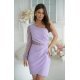 Rochie scurta, lila, cu paiete pe maneca si un umar gol, Seduction 2 - jojofashion.ro