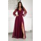 Rochie vaporoasa lunga burgundy din tulle cu maneca lunga SplendorB 2 - jojofashion.ro