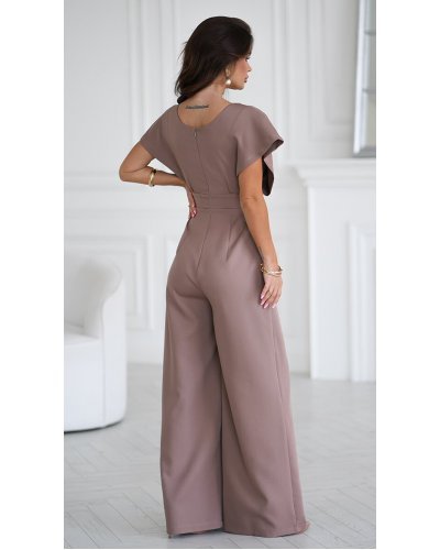 Salopeta eleganta evazata cappuccino, Ryoko Salopete dama, Salopeta eleganta evazata cappuccino, Ryoko - jojofashion.ro