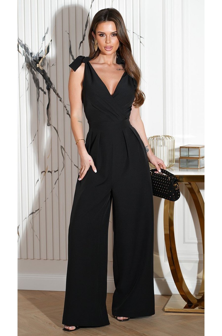 Salopeta eleganta evazata, neagra, din vascoza, petrecuta, Miranda Salopeta eleganta evazata, neagra, din vascoza, petrecuta, Miranda 3 - jojofashion.ro