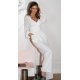 Salopeta eleganta evazata, alba, din vascoza, cu maneca lunga, FeliceB 5 - jojofashion.ro