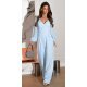 Salopeta eleganta evazata, baby blue, din vascoza, cu maneca lunga, FeliceB 4 - jojofashion.ro