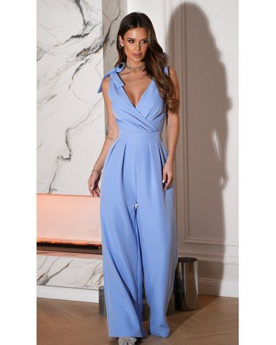 Salopeta eleganta evazata, baby blue, din vascoza, petrecuta, Miranda Salopete dama, Salopeta eleganta evazata, baby blue, din vascoza, petrecuta, Miranda - jojofashion.ro