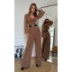 Salopeta eleganta evazata, maro, din vascoza, cu maneca lunga, FeliceB Salopeta eleganta evazata, maro, din vascoza, cu maneca lunga, FeliceB 2 - jojofashion.ro