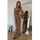 Salopeta eleganta evazata, maro, din vascoza, cu maneca lunga, FeliceB Salopeta eleganta evazata, maro, din vascoza, cu maneca lunga, FeliceB 3 - jojofashion.ro