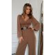Salopeta eleganta evazata, maro, din vascoza, cu maneca lunga, FeliceB Salopeta eleganta evazata, maro, din vascoza, cu maneca lunga, FeliceB 5 - jojofashion.ro