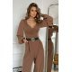 Salopeta eleganta evazata, maro, din vascoza, cu maneca lunga, FeliceB Salopeta eleganta evazata, maro, din vascoza, cu maneca lunga, FeliceB 6 - jojofashion.ro