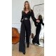 Salopeta eleganta evazata, neagra, din vascoza, cu maneca lunga, FeliceB Salopeta eleganta evazata, neagra, din vascoza, cu maneca lunga, FeliceB 3 - jojofashion.ro