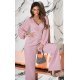 Salopeta eleganta evazata, roz prafuit, din vascoza, cu maneca lunga, FeliceB 6 - jojofashion.ro