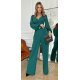 Salopeta eleganta evazata, verde, din vascoza, cu maneca lunga, FeliceB Salopeta eleganta evazata, verde, din vascoza, cu maneca lunga, FeliceB 2 - jojofashion.ro