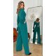 Salopeta eleganta evazata, verde, din vascoza, cu maneca lunga, FeliceB Salopeta eleganta evazata, verde, din vascoza, cu maneca lunga, FeliceB 3 - jojofashion.ro