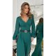 Salopeta eleganta evazata, verde, din vascoza, cu maneca lunga, FeliceB Salopeta eleganta evazata, verde, din vascoza, cu maneca lunga, FeliceB 4 - jojofashion.ro