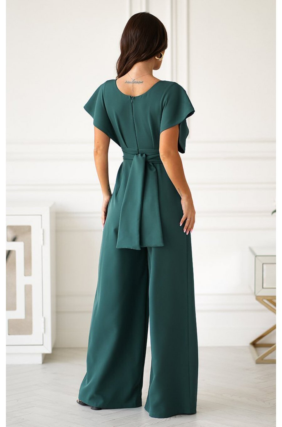 Salopeta eleganta evazata, vascoza verde, Ryoko Salopeta eleganta evazata, vascoza verde, Ryoko 3 - jojofashion.ro