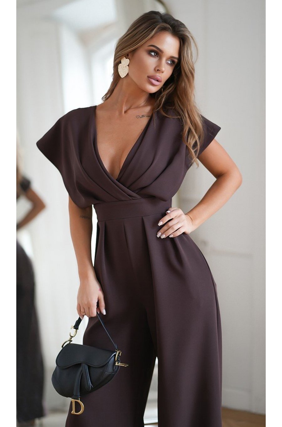 Salopeta eleganta, evazata, vascoza, maro, Ryoko Salopeta eleganta, evazata, vascoza, maro, Ryoko 4 - jojofashion.ro