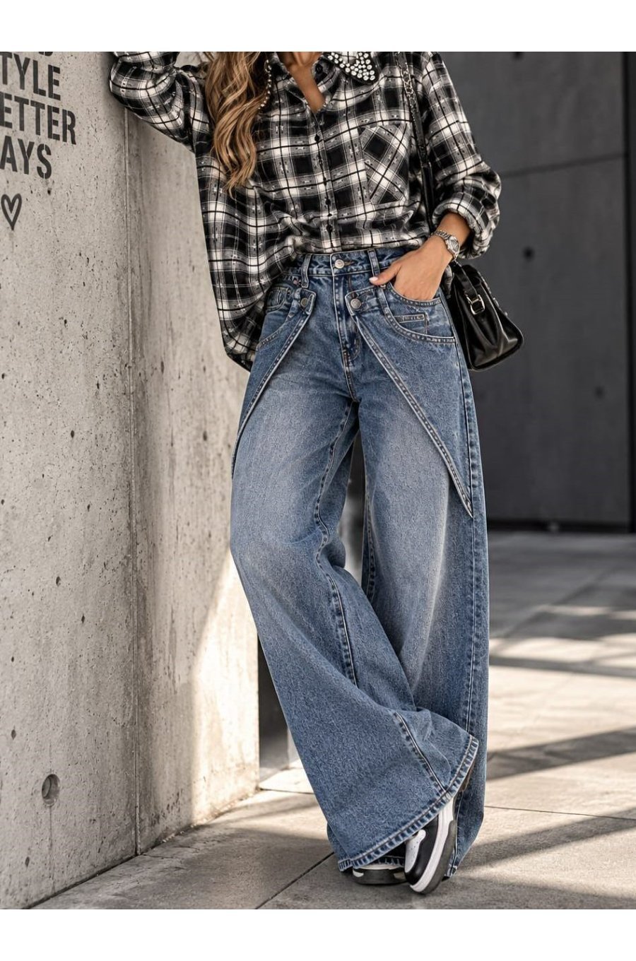 Blugi dama Baggy albastri ultra-largi petrecuti Belleza 2 - jojofashion.ro