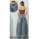 Blugi dama balloon albastri asimetrici ultra-largi Violetta 3 - jojofashion.ro