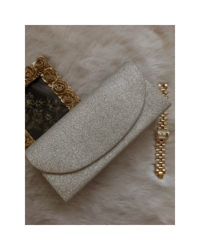 Geanta plic glitter auriu Spark Genti dama, Geanta plic glitter auriu Spark - jojofashion.ro