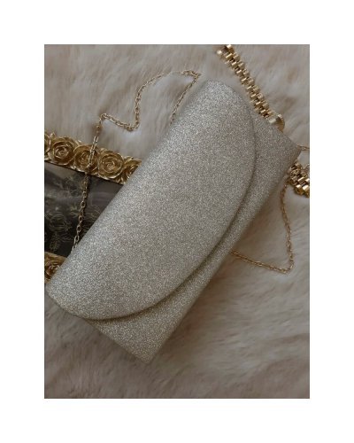 Geanta plic glitter auriu Spark Genti dama, Geanta plic glitter auriu Spark - jojofashion.ro