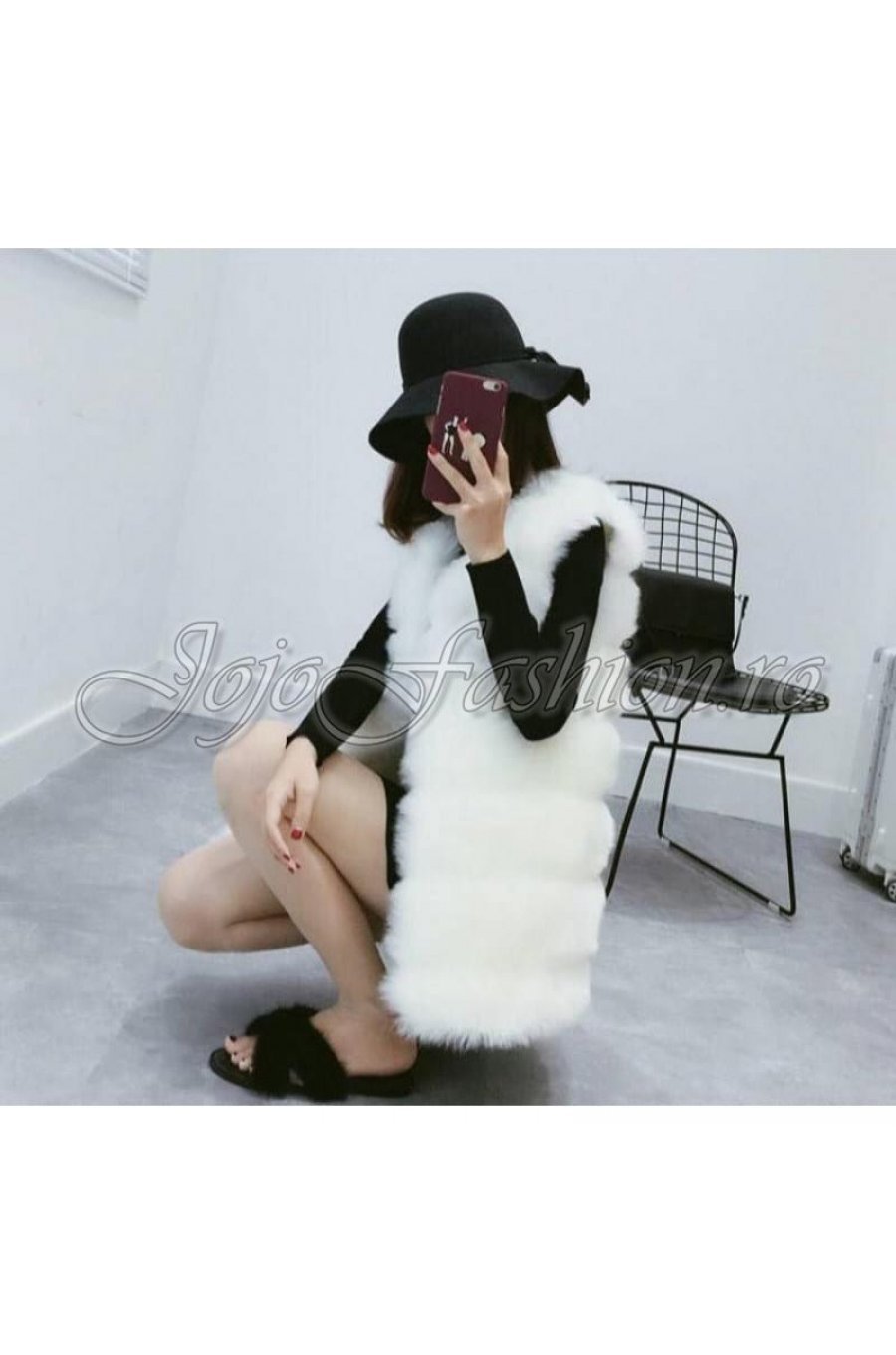 Vesta dama din blana eco alba Felicia Vesta dama din blana eco alba Felicia 1 - jojofashion.ro