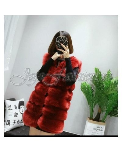 Vesta dama din blana eco rosie Felicia Vesta dama din blana eco rosie Felicia - jojofashion.ro
