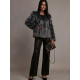 Haina blana de dama imitatie vulpe neagru cu argintiu bomber Foxfire 4 - jojofashion.ro