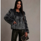 Haina blana de dama imitatie vulpe neagru cu argintiu bomber Foxfire 5 - jojofashion.ro