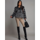 Haina blana de dama imitatie vulpe neagru cu argintiu bomber Foxfire 3 - jojofashion.ro